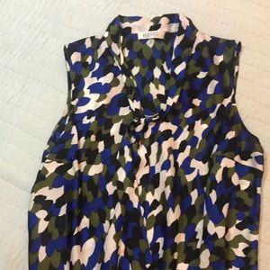 Sleeveless blouse- olive, cream, black &royal blue